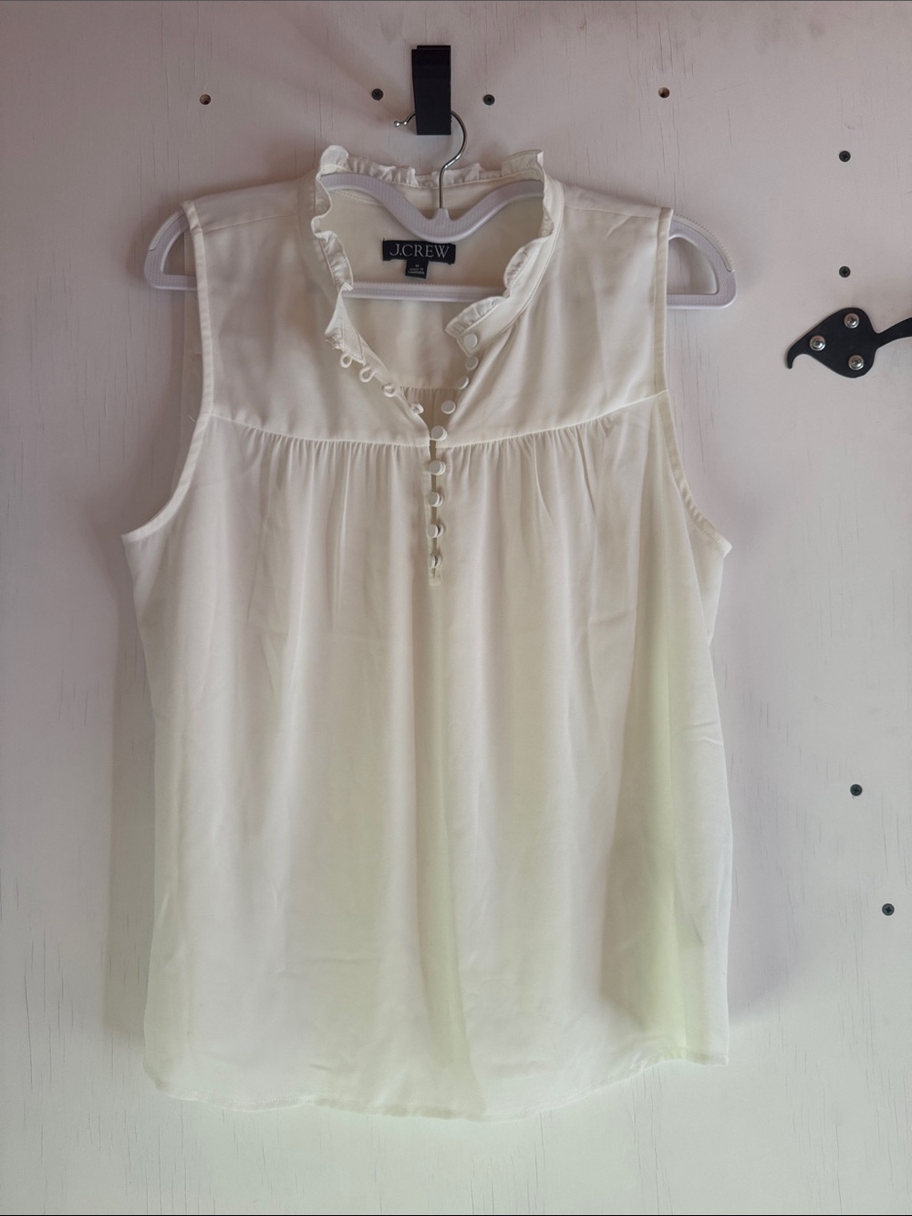 J. Crew Cream Ruffle Henley Sleeveless Camisole